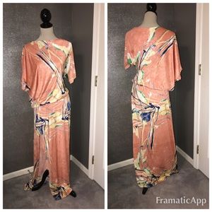 Kanvas Tropical vibed asymmetrical maxi dress:L